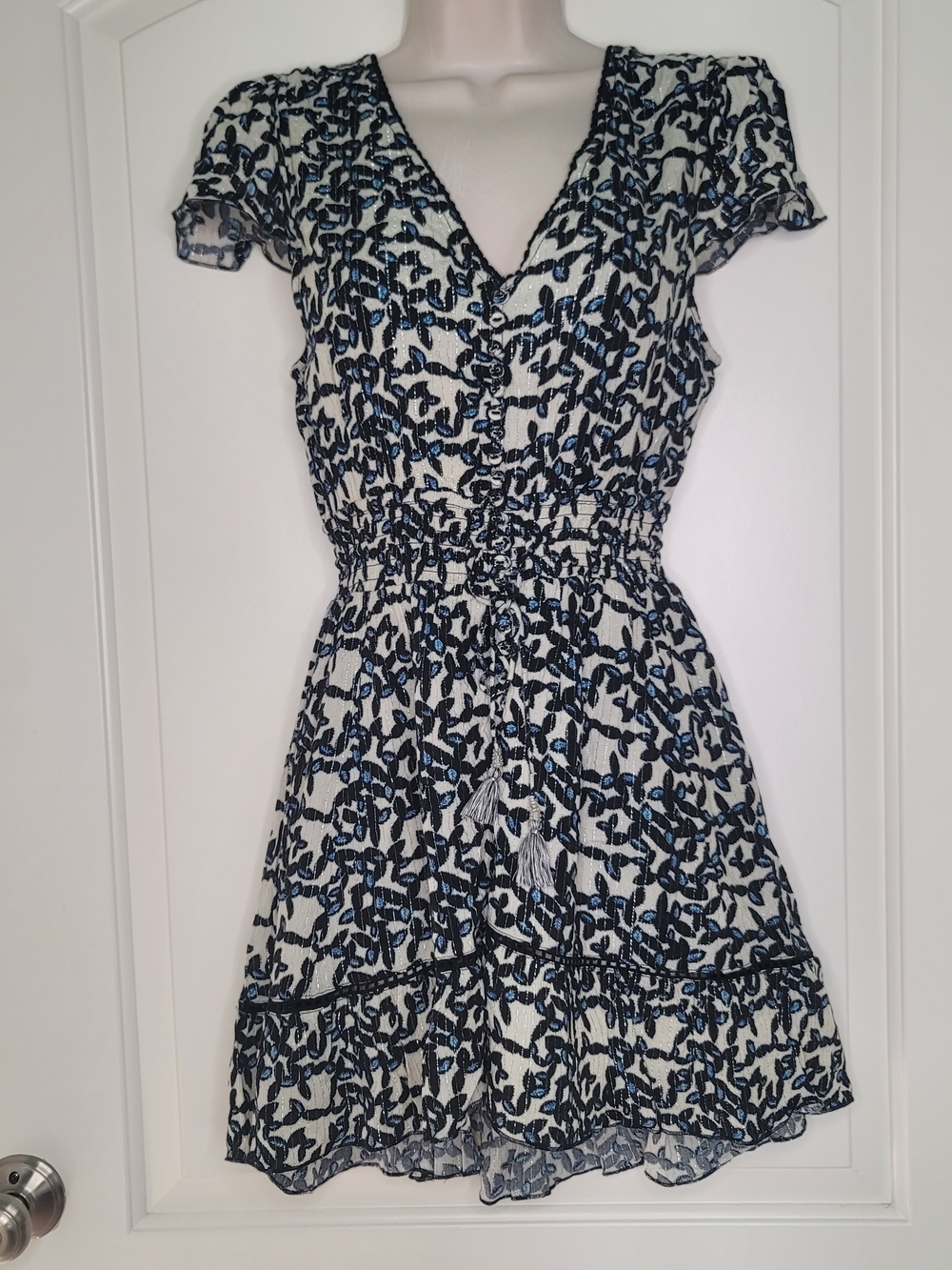 Women’s V-Neck Short Sleeve Patterned Dress Cottagecore